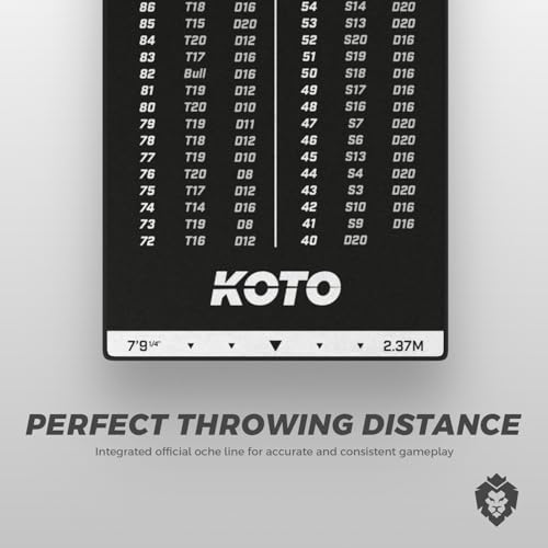 KOTO - Dartteppich Mit Abwurflinie Checkout Schwarz, 237x60cm Dartmatte, Mit Score-Indikation