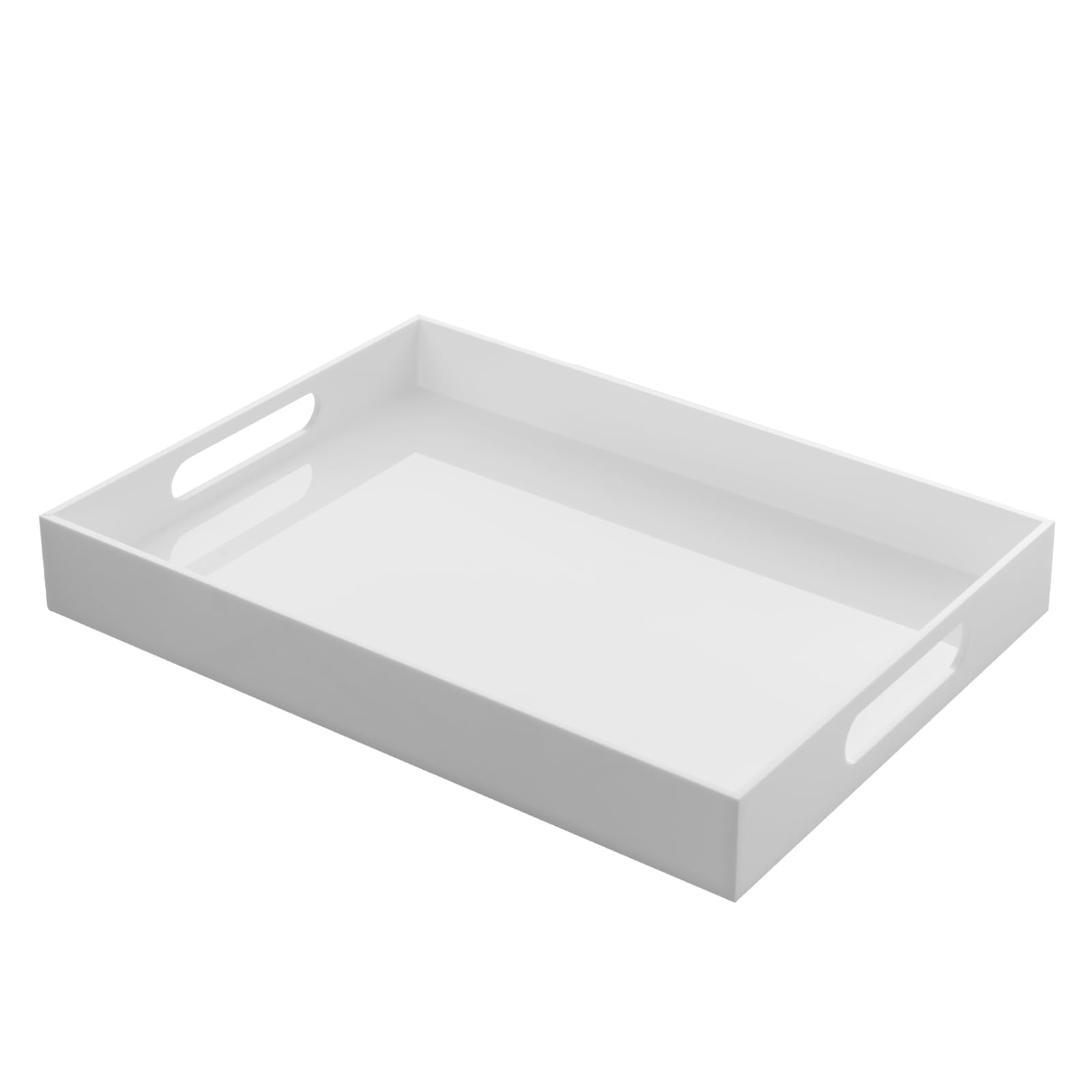 White Acrylic Tray Serving Tray, Ottoman Serving Tray for Coffee Table, Bathroom, Vanity, TV Table, Plastic Plastic for Eating 12 * 16 Inch