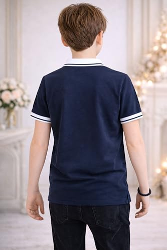 Image of TotzTouch Boys Premium Polo Collar Tshirt Combo with Zipper Closure Color White & Black Age 6 Years to 15 Years