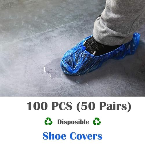 Lot de 100 couvre-chaussures jetables en plastique pour la maison, le bureau, le supermarché et l'usine
