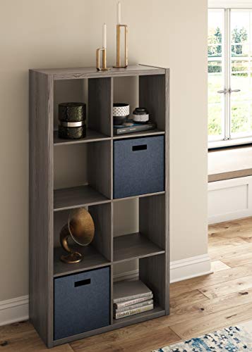 Image of ClosetMaid 4585 Heavy Duty Decorative Bookcase Open Back 8-Cube Storage Organizer in Graphite Gray for Home, Closet, Office, or Toys