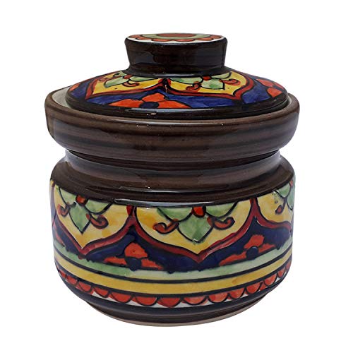 India Meets India Handicraft Ceramic Jar Barni Storage Jar 300 ML, Best Gifting, Made By Awarded Indian Artisan