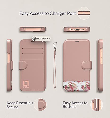 Lupa Legacy Iphone 11 Wallet Case For Women And Men - Case With Card Holder - [Slim + Durable] - Faux Leather -Flip Cell Phone Case- I Phone 11 Purse Cases - Floral Charm [Includes Wristlet] #TOP4