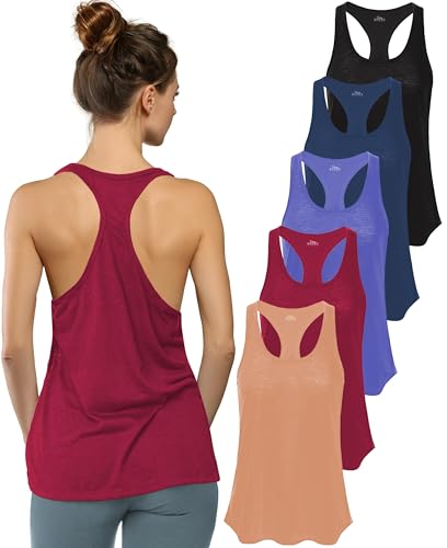 Image of Sexy Basics Women's Everyday Flowy Burnout Slub Racer Back Tanks | Active Workout Tops | Multi Packs & Colors