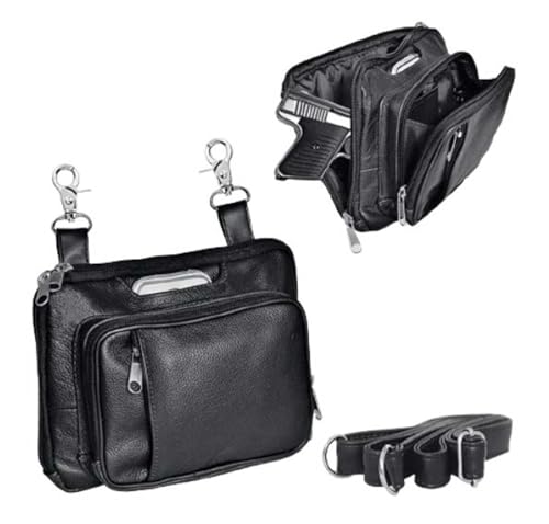 Derringer Women's Conceal Carry Pocketbook Leather Clip-On Hip Bag, Black2