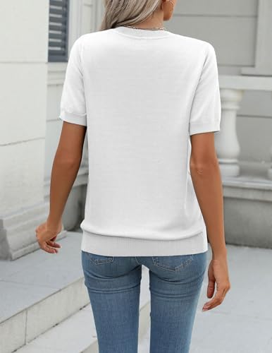 Image of Zeagoo Womens Summer Short Sleeve Tops Crew Neck Lightweight Pullover Sweaters Loose Dressy Casual Blouse Basic Clothes