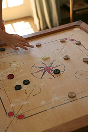 Ubergames Carrom Board Set offizielle Größe 7 kg - Top ECO-Hartholz Qualität - Komplettes Set mit Offiziellen Scheiben, Striker, Tisch und Tasche- India Original