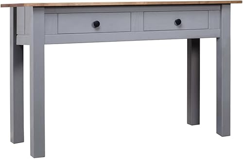 Mesa consola de madera maciza con 2 cajones, mesa auxiliar de madera para sofá, mesa de entrada para sala de estar, pasillo, entrada, madera de pino