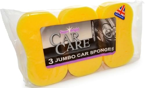 Super Bright: Car Care Car Wash Window Cleaning (3 x jumbo car sponges)