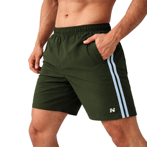 Image of NINQ Men's Sports Shorts with White Side Patti Design | Running Shorts for Men Gym Shorts for Men Workout | Stylish Mens Shorts Casual Wear Sports Shorts.