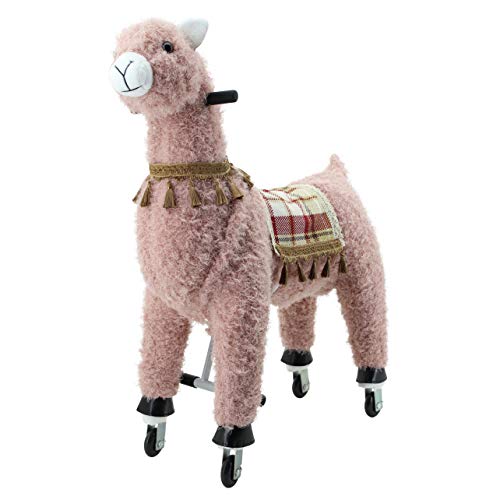 Sweety Toys 11391 Reittier groß Alpaka rosa auf Rollen für 4 bis 9 Jahre-Riding Animal