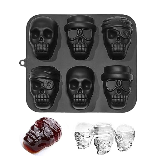 ZOOMPIL Totenkopf Silikonform 3D Skull Eiswürfelformen Halloween Totenkopf Silikonform für Eiswürfelformen für Whisky Cocktails Getränke