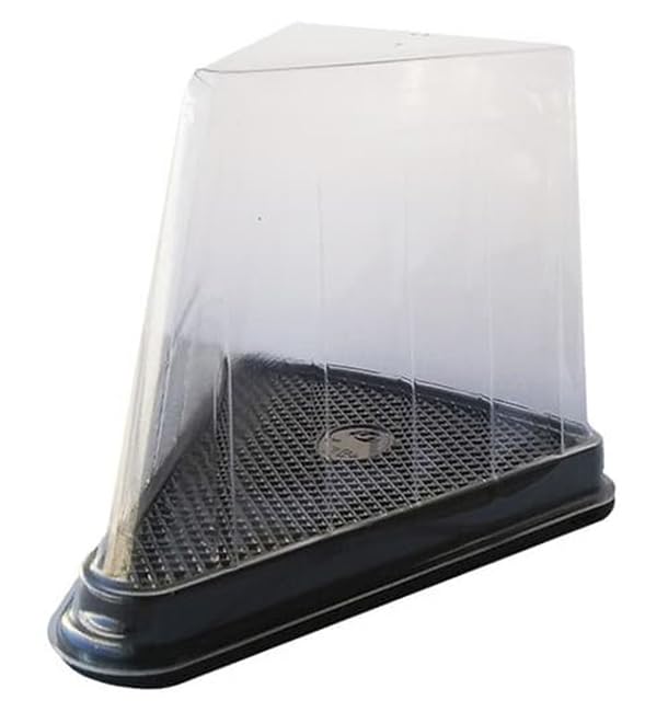 Greenuso Monouso | 50 Cajas Triangulares de Postre, Color Transparente, Base Negra, Cajas Individuales para Tartas, Recipiente de Rebanadas de Pastel, Postres, Pastelería, Restaurantes