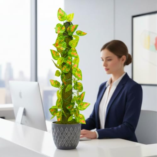 Image of fancymart Artificial Leaves Vine on Moss Stick 60 cm (Without Pot) | Decorative Indoor Plant for Home, Office, Cafe & Restaurant