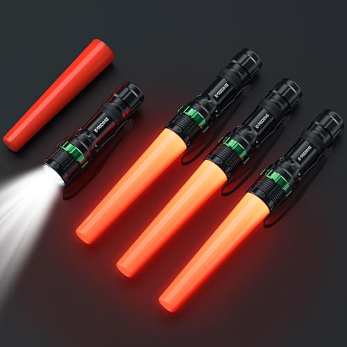 Bâtons de signalisation LED orange E-riding 11 pouces avec 5 modes clignotants pour trafic lot de 4