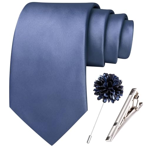 Image of Hi-Tie Men's Extra Long Solid Satin Tie Set 63 Inch /70 Inch Formal Necktie
