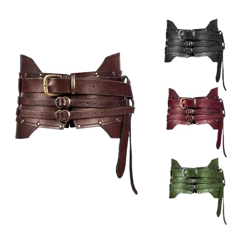 Medieval Waist Belt, Steampunk Retro PU Leather Knight Waist Girdle, Unisex Heavy Armor Battle Waistband for Cosplay