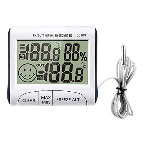 Digital-Thermometer-Hygrometer-Monitor mit Frostpunkt Alarm LCD-Thermometer mit Cartoon Face Display für Indoor-Outdoor-Küche Keller