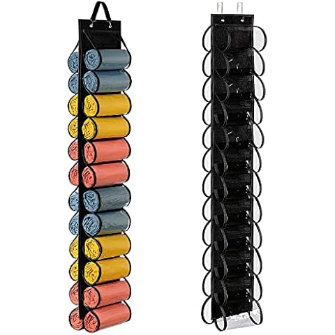 Lirex Hanging Yoga Legging Storage Organizer with 24 Pockets, Foldable Oxford Cloth Hanging Closet Organizer Shirts Jeans Storage Hanger Socks Holder for Family Closet Bedroom, Black Cover