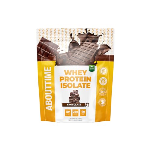 Image of About Time Whey Protein Isolate Powder 24g Chocolate, Natural Ingredients, Non-GMO, Gluten-Free, Lactose-Free, Zero Sugar, Low Carb, 32 Servings