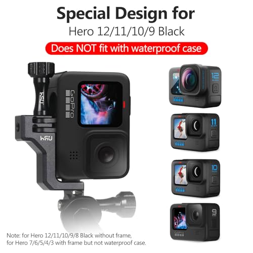 Image of HSU Aluminum Vertical Bracket, 1 /4-20 Screw Hole,90 Degree Aluminum Vertical Bracket Adapter Elbow Mount for GoPro Hero 13 /12 / 11 /10 / 9 Black
