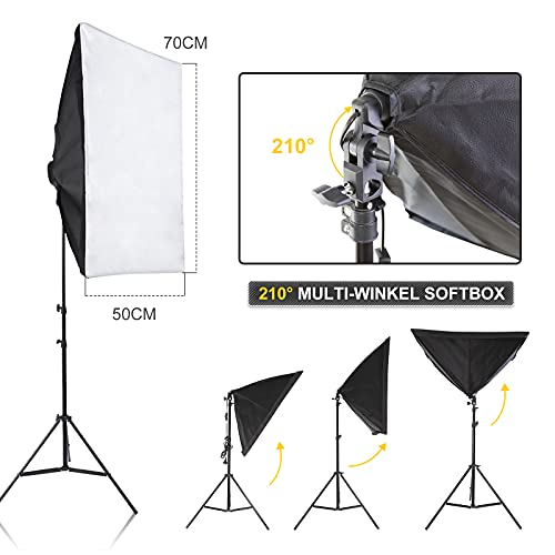 TFSKY Hintergrund Stützsystem Fotostudio Set mit Softbox, 2X Hintergrundstoff(weiß, grün), 2X LED Dauerlicht, Studioleuchte Studiosets für Fotostudio Produkt Porträt sowie Video Fotografie – Bild 3
