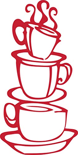 Blinggo 15'' X 8'' Red Coffee Cup Double Sided Visual Removable Wall Vinyl Sticker Decals Decor Art Bedroom Design Mural #TOP10