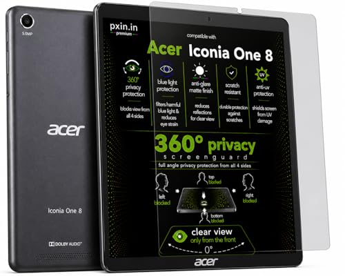 Image of Pxin 360 Pro Privacy Screen guard compatible with Acer Iconia One 8 | Anti Glare | Anti UV | Anti Blue | Anti Reflection | Privacy Filter | Unbreakable Build
