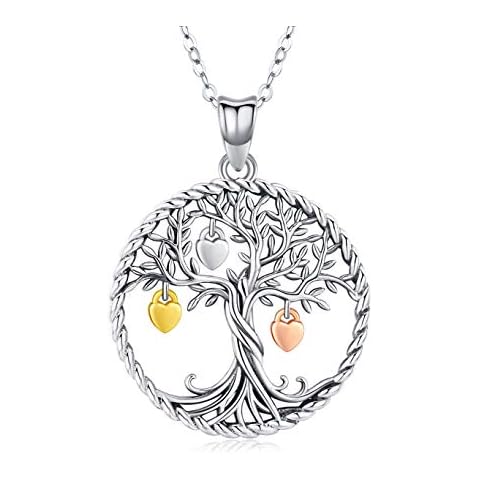 Odinstone Tree of Life Necklace for Women, 925 Sterling Silver Tree of Life Pendant Fruit of Life Personalized Jewellery Birthday Gifts for Women Mum Daughter Cover