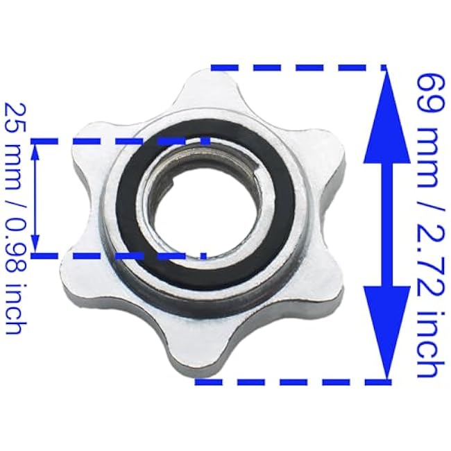 Barbells Hex Nut Anti-Slip 2PCS 25mm Barbell Spin-Lock Collar Screw Used for Fitness Equipment Weight Lifting Barbell Or Dumbbell Ba