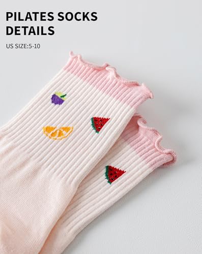 Image of Yawlsow Pilates Grip Socks for Women Yoga Grippy Socks Cute Barre Non Skid Athletic Crew Sticky Sock Workout Hospital