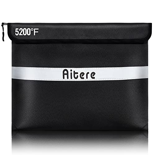 5200℉ Fireproof Document Bag With Zipper, Aitere 14.2"X11" Waterproof And Fireproof Bag, Thickened 9-Layer Function Materials And Multiple Protections For Your Valuables,Sgs Test(Ul94 Vtm-0 Certified) #TOP2
