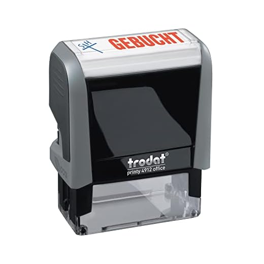 Trodat Office Printy 4912 selbstfärbender Textstempel, Text GEBUCHT, Abdruckfarbe blau-rot, 47 x 18 mm