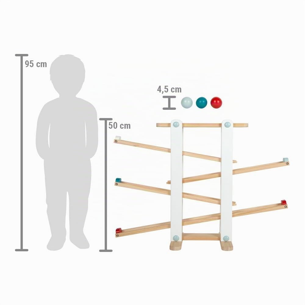 small foot Pista de Bolas de Madera, Juego motriz XL, 3 Bolas, Coche Bomberos, niños a Partir de 18 Meses, 12549