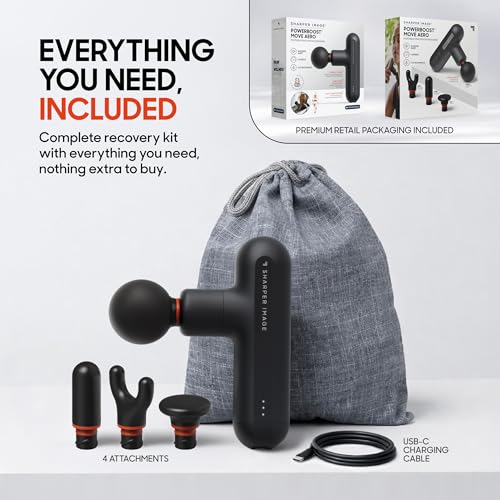 Image of Sharper Image Powerboost Move Aero [New 2026 Version] Mini Deep Tissue Percussion Massage Gun| Muscle Recovery & Pain Relief Massage Tool| Full Body Back & Shoulder Massager| Travel Gift for Men Women