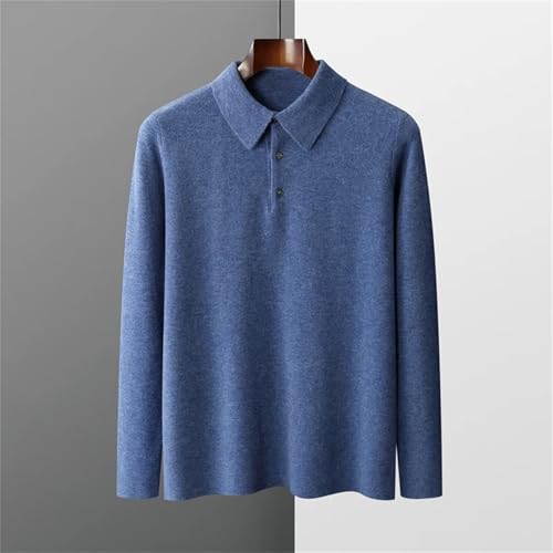 Dcvmvmn Men's Spring Cashmere Sweater Long Sleeve Pullover Knitwear Casual Jumper Blue2