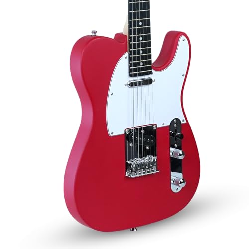 Image of Kadence TLRD Tennessee 39 inch Electric Guitar (Classic T Style) | Solid Poplar Wood Body, Maple Neck | Dual Single-Coil Pickups | Fixed Bridge | Gig Bag + Cable | Matte Red