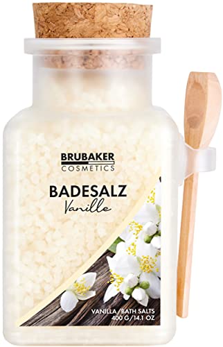 BRUBAKER Sales de Baño 400 g - Aroma de Vainilla - Aditivo de Baño con Extractos Naturales - Baño de Bienestar para la Relajación, la Recreación y el Cuidado del Cuerpo