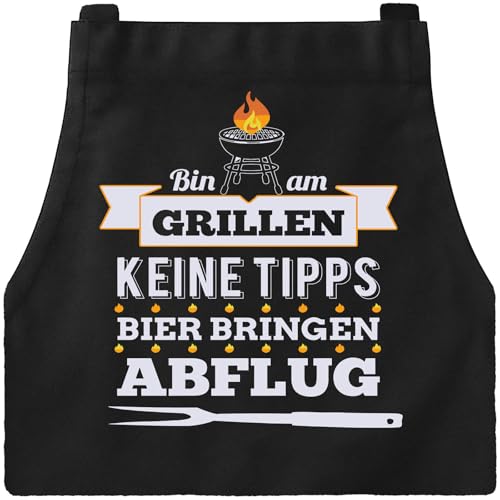 XCSJKJ Grillschürze für Männer Persönlich Grillen Geschenk BBQ Schürze Küchenschürze, Männer Geschenkideen Grillschürze Lustig Schürzen Bin am Grillen Schwarz Schürzen (Klassischer Stil 4 Taschen)