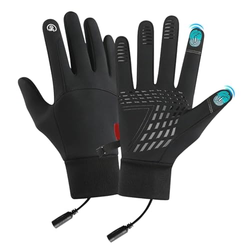 Guantes de invierno con calefacción USB, calentadores de manos compatibles con pantalla táctil para hombres, diseño impermeable y resistente al viento con aislamiento grueso, guantes térmicos para