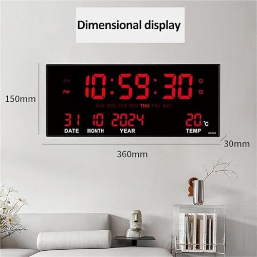 Reloj de pared digital grande de 14 pulgadas con calendario y alarma 7