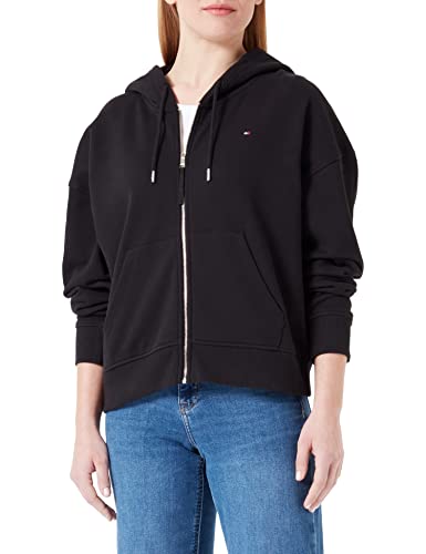 Tommy Hilfiger Damen Hoodie mit Reißverschluss 1985 Terry Zipper, Schwarz...