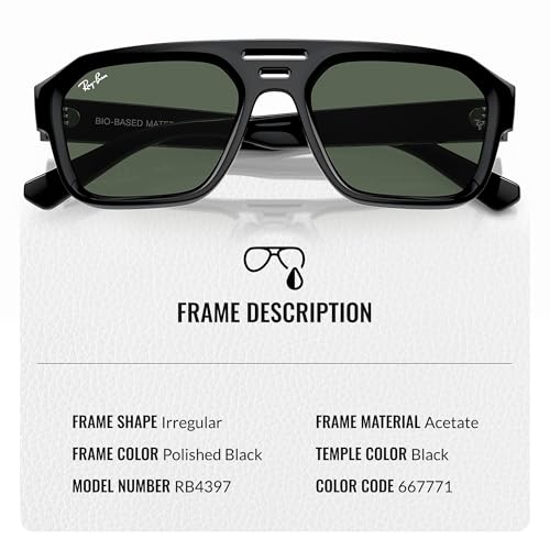 Image of Ray-Ban RB4397 CORRIGAN BIO-BASED Square-Round Shaped Sunglasses for Men & Women with Official RAYBAN Eyewear Kit
