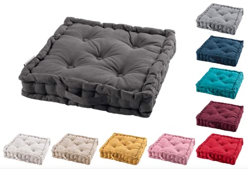 TIENDAEURASIA® Cojines de Suelo - 100% Algodón Lisa - Ideal para Sillas, Bancos, Palets, Suelos - Uso Interior y Exterior (Pizarra, 45.00)