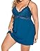 Ababoon Plus Size Lingerie for Women Lace Modal Chemises Nightgown V-Neck Full Slip Babydoll Sleepwear Size L-4XL (Blue Green, X-Large)