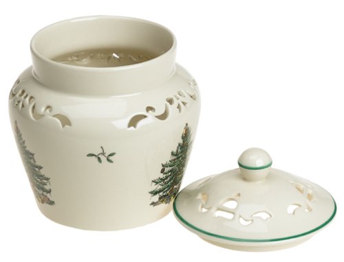 Spode Christmas Tree 10-1/2-Inch Pierced Potpourri Pot with Apple Cinnamon Potpourri