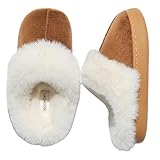 Fadezar Kids slippers Girls Boys Plush Warm Fuzzy Slippers Memory Foam House Anti-slip slipper Indoor Outdoor Brown 2-3 Big Kid (220mm)