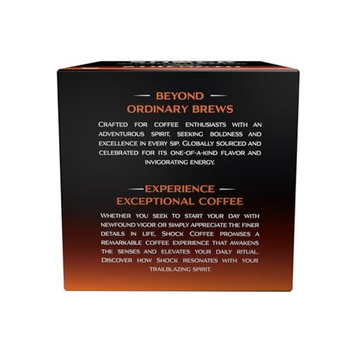 Shock Coffee Extra Strength Cups - Bold all Arabica Med-Dark Roast - Fresh Look - Richer Taste 10 count