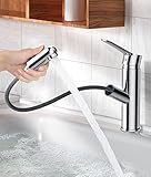 ✅GRIFO EXTRAÍBLE: El grifos cocina fregadero extraíble tiene una ducha de manguera extensible flexible y su longitud puede alcanzar los 80 cm. El grifo cocina dispone de una bola de gravedad que ayuda a que la manguera extraíble vuelva a su posición normal.