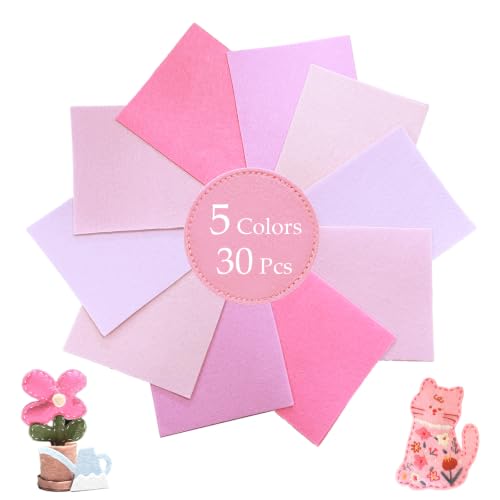 Image of 30Pcs Stiff Felt Sheets, 1mm Thick Felt Fabric Squares for Sewing & DIY